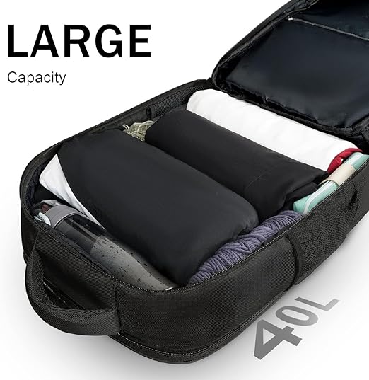 A MATEIN Mochila de Viaje, Mochila de Viaje 10 kg Avion con Puerto de Carga USB, Mochila para Laptop de 17 Pulgadas, Mochilas para Hombre y Mujer, Mochila de Viaje Viral TikTok, Negro