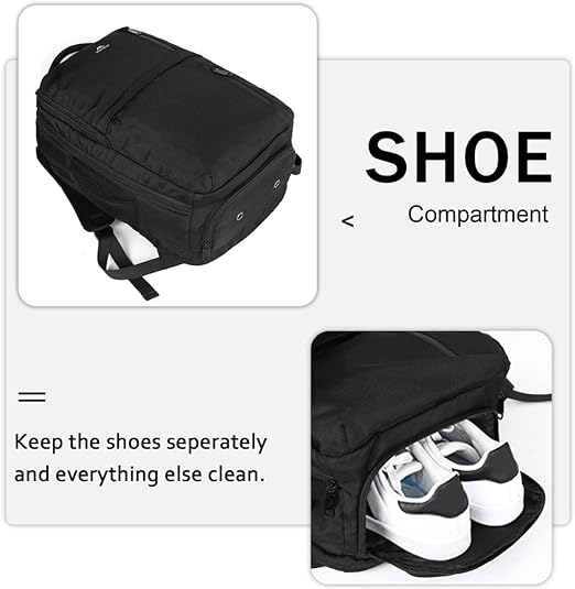 A MATEIN Mochila de Viaje, Mochila de Viaje 10 kg Avion con Puerto de Carga USB, Mochila para Laptop de 17 Pulgadas, Mochilas para Hombre y Mujer, Mochila de Viaje Viral TikTok, Negro