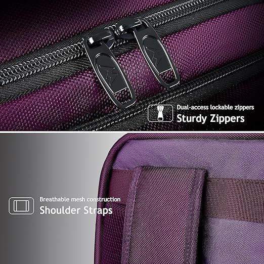 A MATEIN Mochila de Viaje, Mochila para Laptop con Puerto de Carga USB, Mochila de Viaje 10 kg Avión de 17.3 pulgadas, Morado