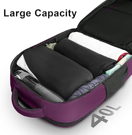 A MATEIN Mochila de Viaje, Mochila para Laptop con Puerto de Carga USB, Mochila de Viaje 10 kg Avión de 17.3 pulgadas, Morado