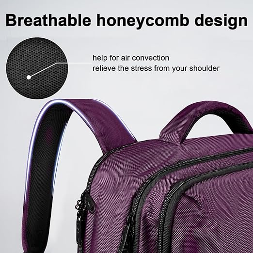 A MATEIN Mochila de Viaje, Mochila para Laptop con Puerto de Carga USB, Mochila de Viaje 10 kg Avión de 17.3 pulgadas, Morado