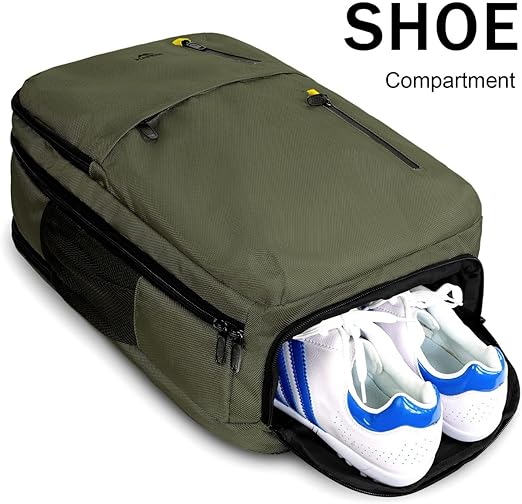 A MATEIN Mochila de Viaje, Mochila para Laptop con Puerto de Carga USB, Mochila de Viaje 10 kg Avión de 17.3 pulgadas, Verde