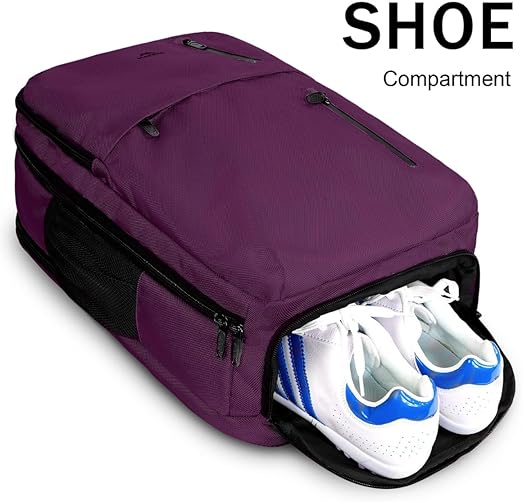 A MATEIN Mochila de Viaje, Mochila para Laptop con Puerto de Carga USB, Mochila de Viaje 10 kg Avión de 17.3 pulgadas, Morado