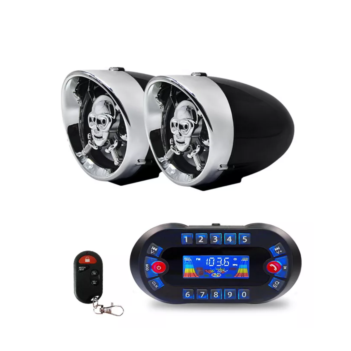 Estéreo Moto Bocinas Mp3 Usb Sd Bluetooth A Prueba De Agua