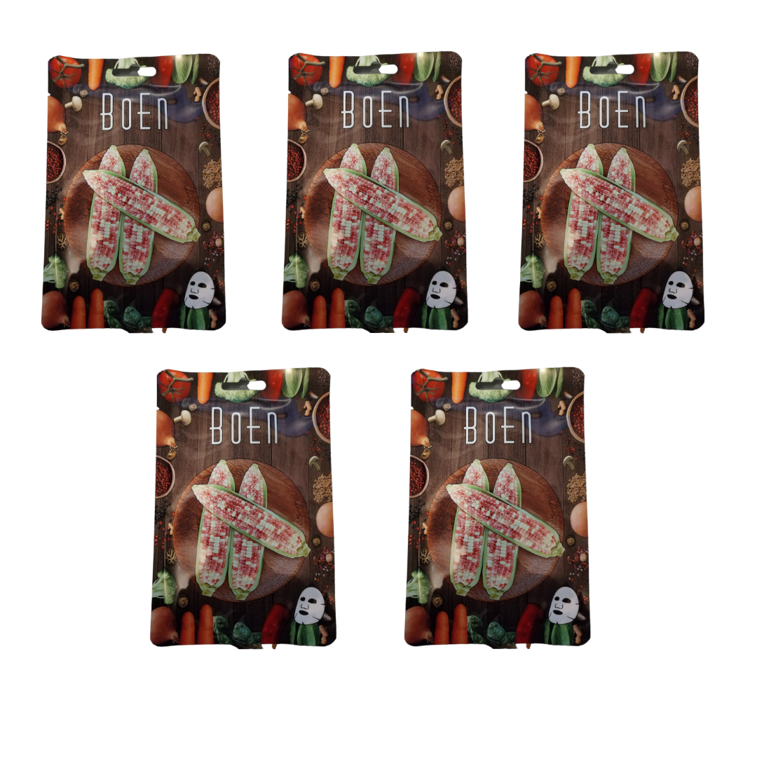 Mascarilla Facial de Tela con Extracto de Elote Boen 5pzas