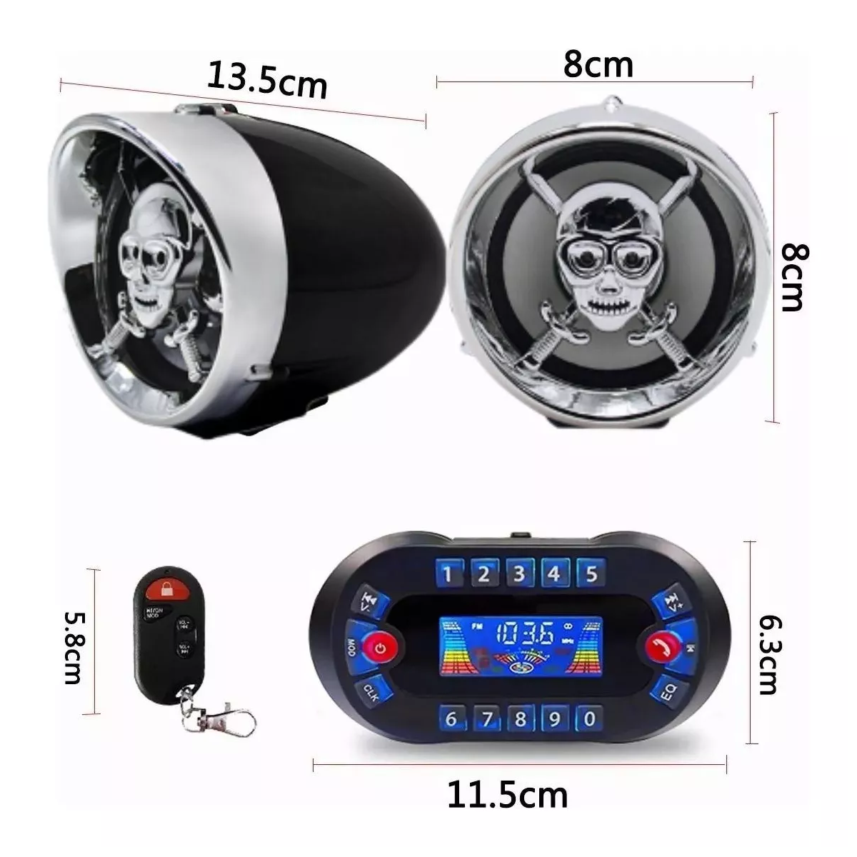 Estéreo Moto Bocinas Mp3 Usb Sd Bluetooth A Prueba De Agua