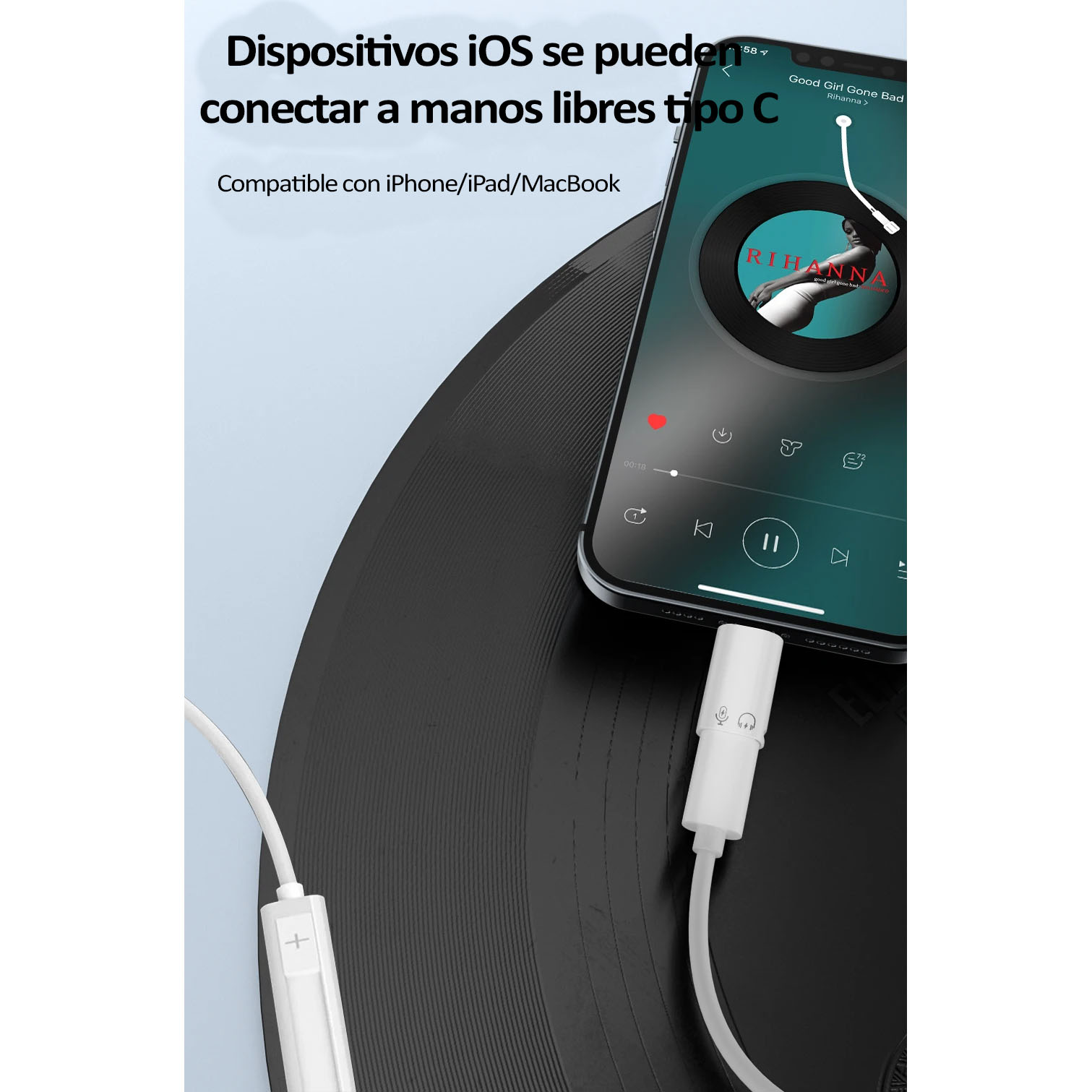 Adaptador OTG Tipo C Hembra a Lightning Macho