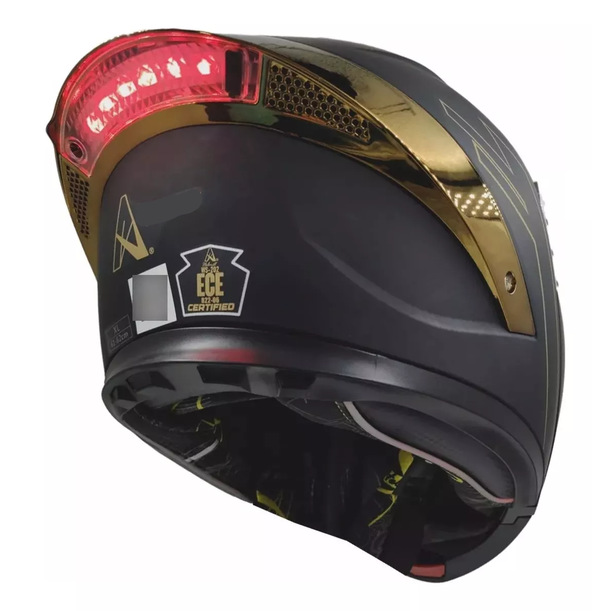 Casco Moto Certificado Abatible Negro Dorado Talla L