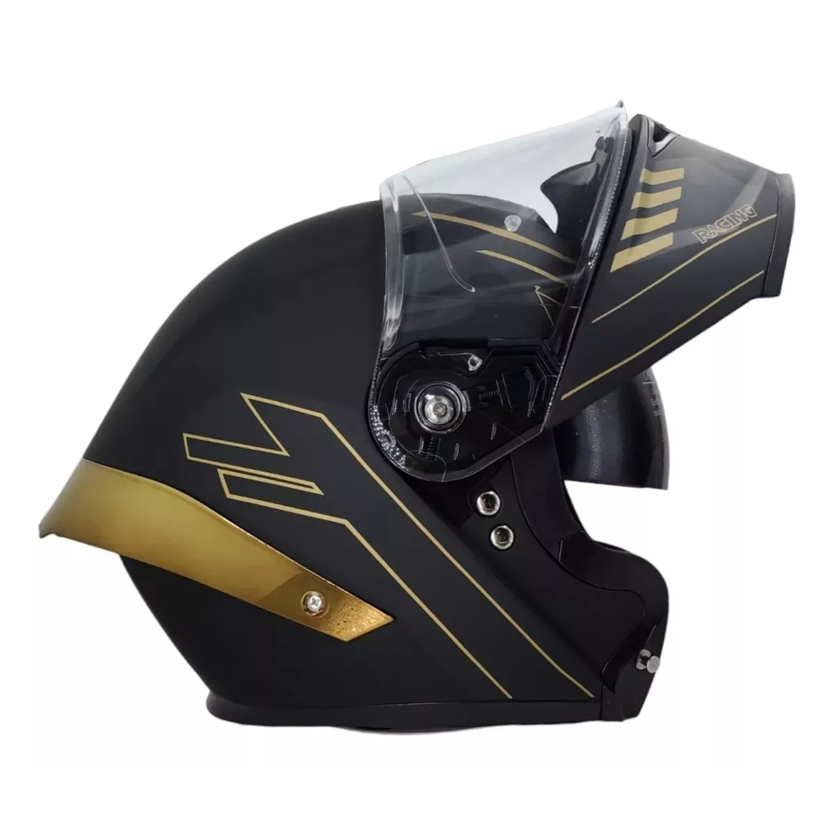Casco Moto Certificado Ece22.06 Abatible Negro Dorado Talla L