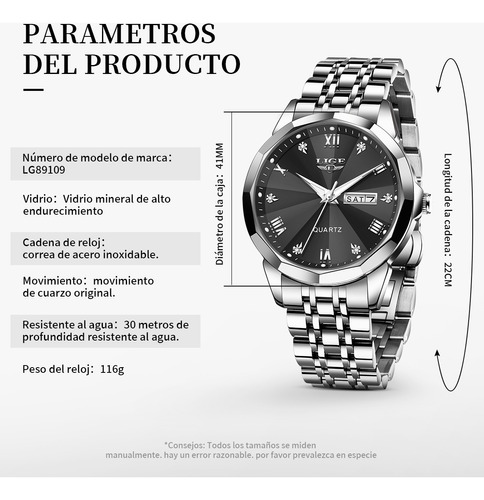 Reloj De Cuarzo Casual De Acero Impermeable Para Hombre