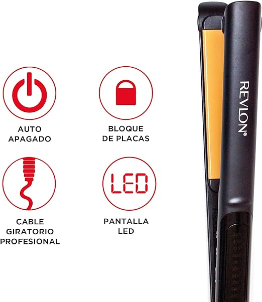 A Revlon Plancha de Cabello Resultados Lisos y Brillantes, 1" XL (2.54 cm).