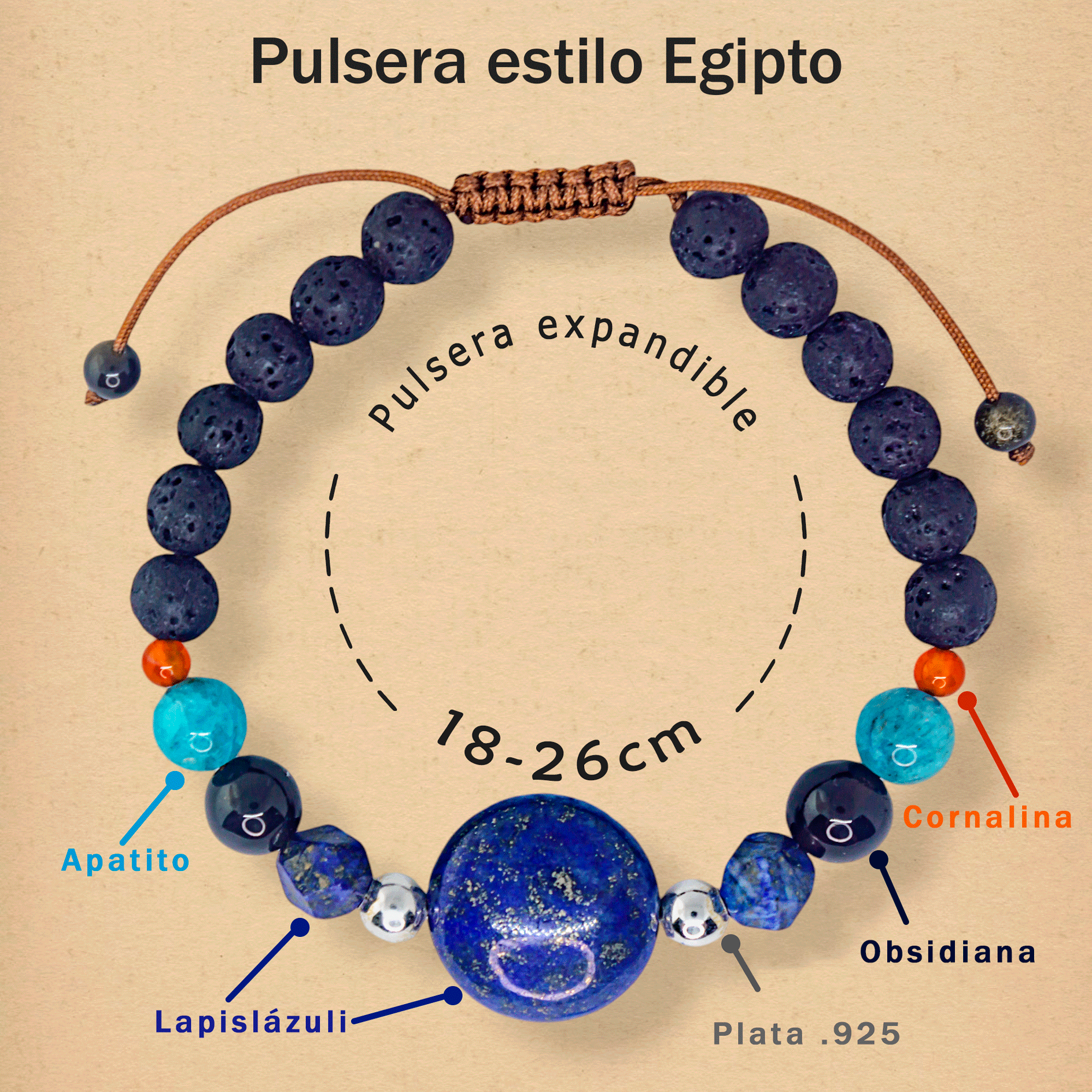 Pulsera Lapislázuli de Alta Protección Estilo Egipto