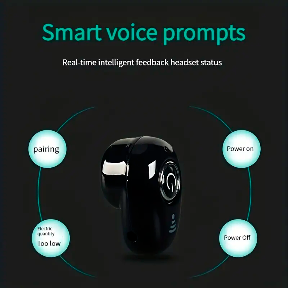 Auricular Inalambrico Mini Invisible con Microfono Audifono Reduccion de Ruido Sonido Estereo Color Negro