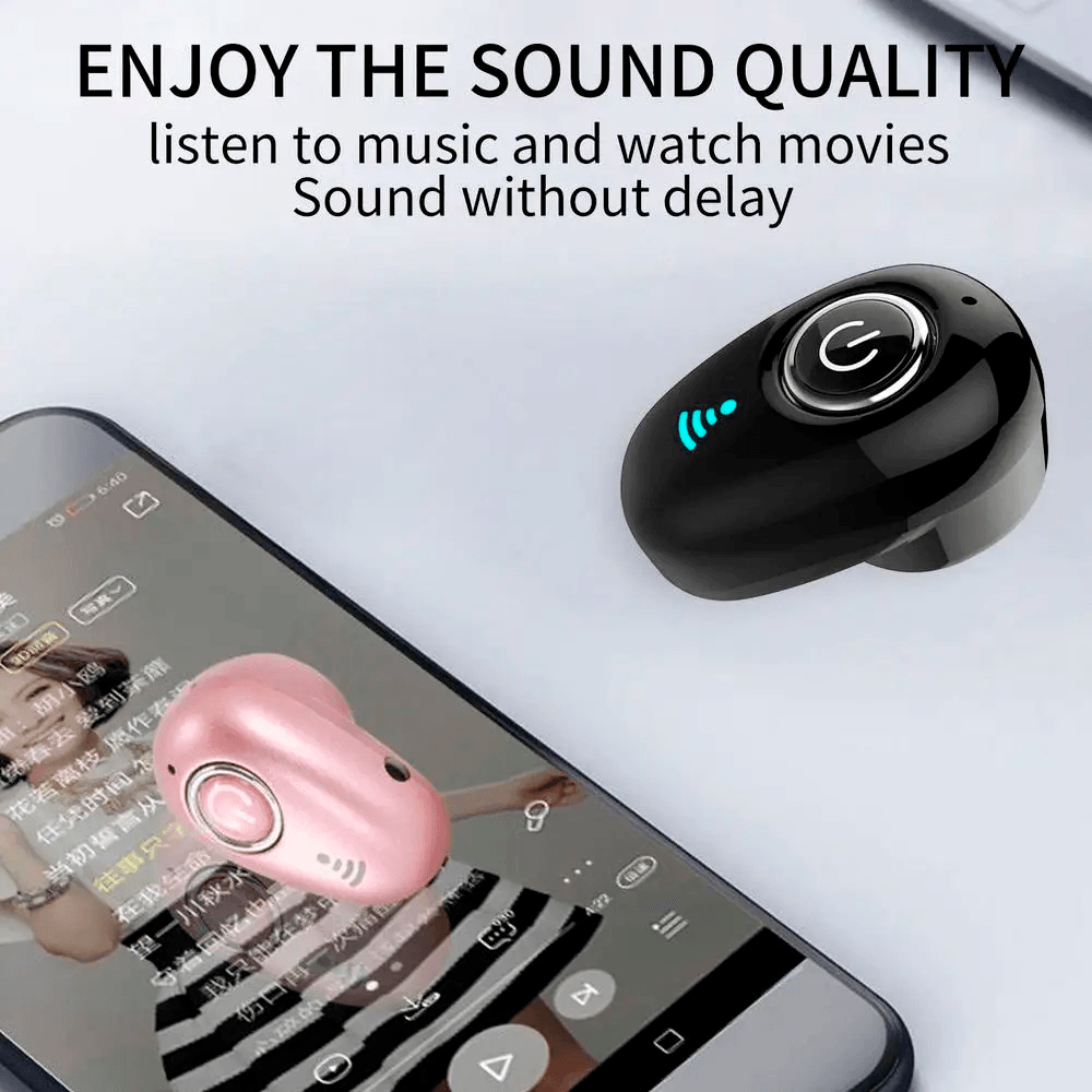 Auricular Inalambrico Mini Invisible con Microfono Audifono Reduccion de Ruido Sonido Estereo Color Negro