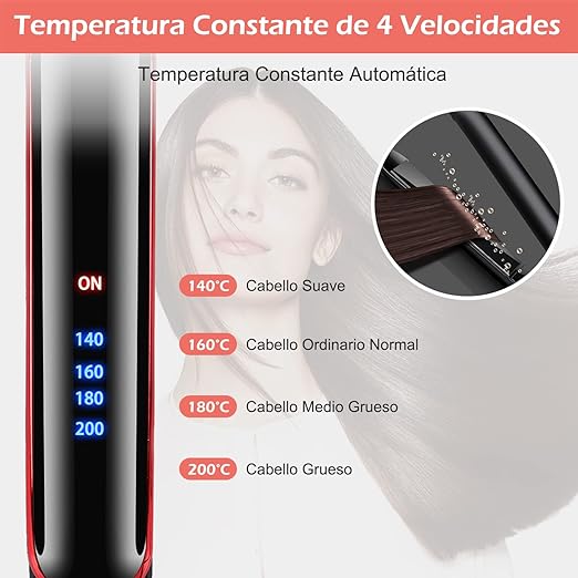 A Plancha de Cabello Cerâmica| 2 En 1 Plancha de Pelo de Profesional | Rizador y Alisador con Pantalla LED | 4 Temperatura Ajustable | con 1 Guante | Alisador de Pelo para Casa y Salón | Hair Straightener | Herramientas de Cabello para Mujeres | Negro.