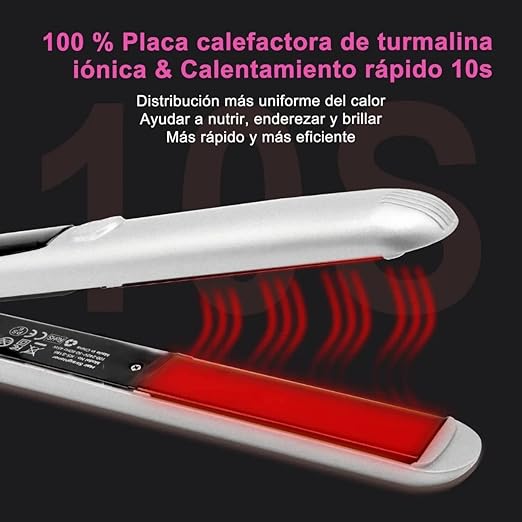 A Plancha de Cabello Profesional, 2 en 1 Plancha de Pelo y Rizador de Cerâmica, Planchas para Cabello Portátil con Pantalla LED, Temperatura Ajustable, Hair Straightener Alisador de Pelo para Casa y Salón, Herramientas de Cabello para Mujeres(blanco)….