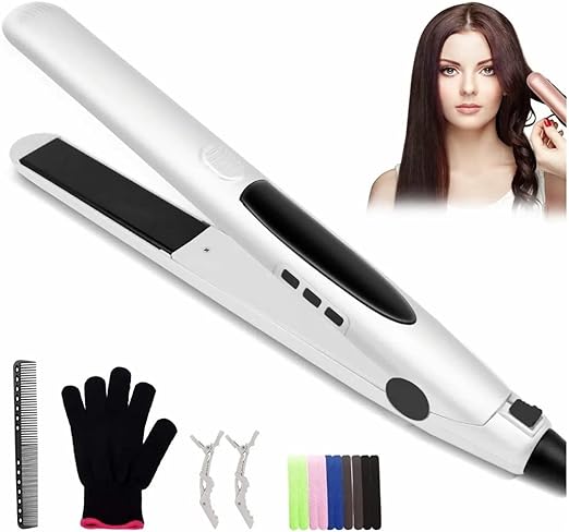 A Plancha de Cabello Profesional, 2 en 1 Plancha de Pelo y Rizador de Cerâmica, Planchas para Cabello Portátil con Pantalla LED, Temperatura Ajustable, Hair Straightener Alisador de Pelo para Casa y Salón, Herramientas de Cabello para Mujeres(blanco)….