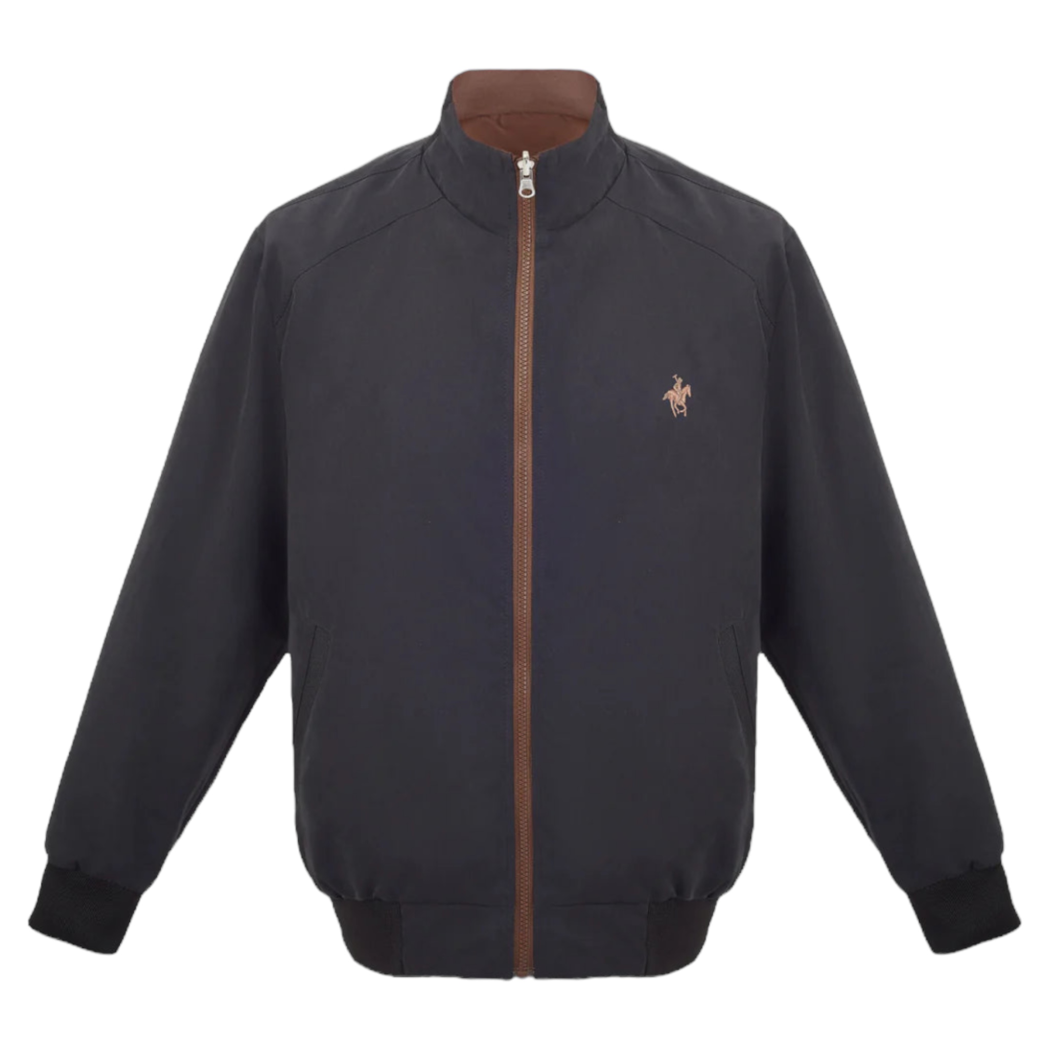 Chamarra Doble Vista Color Camello/Negro Polo Team.