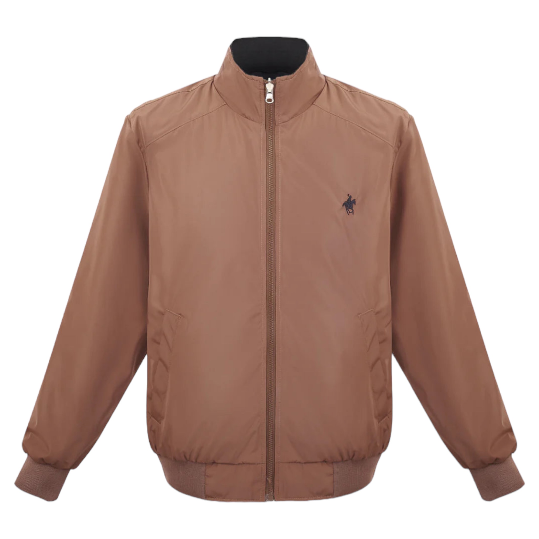 Chamarra Doble Vista Color Camello/Negro Polo Team.