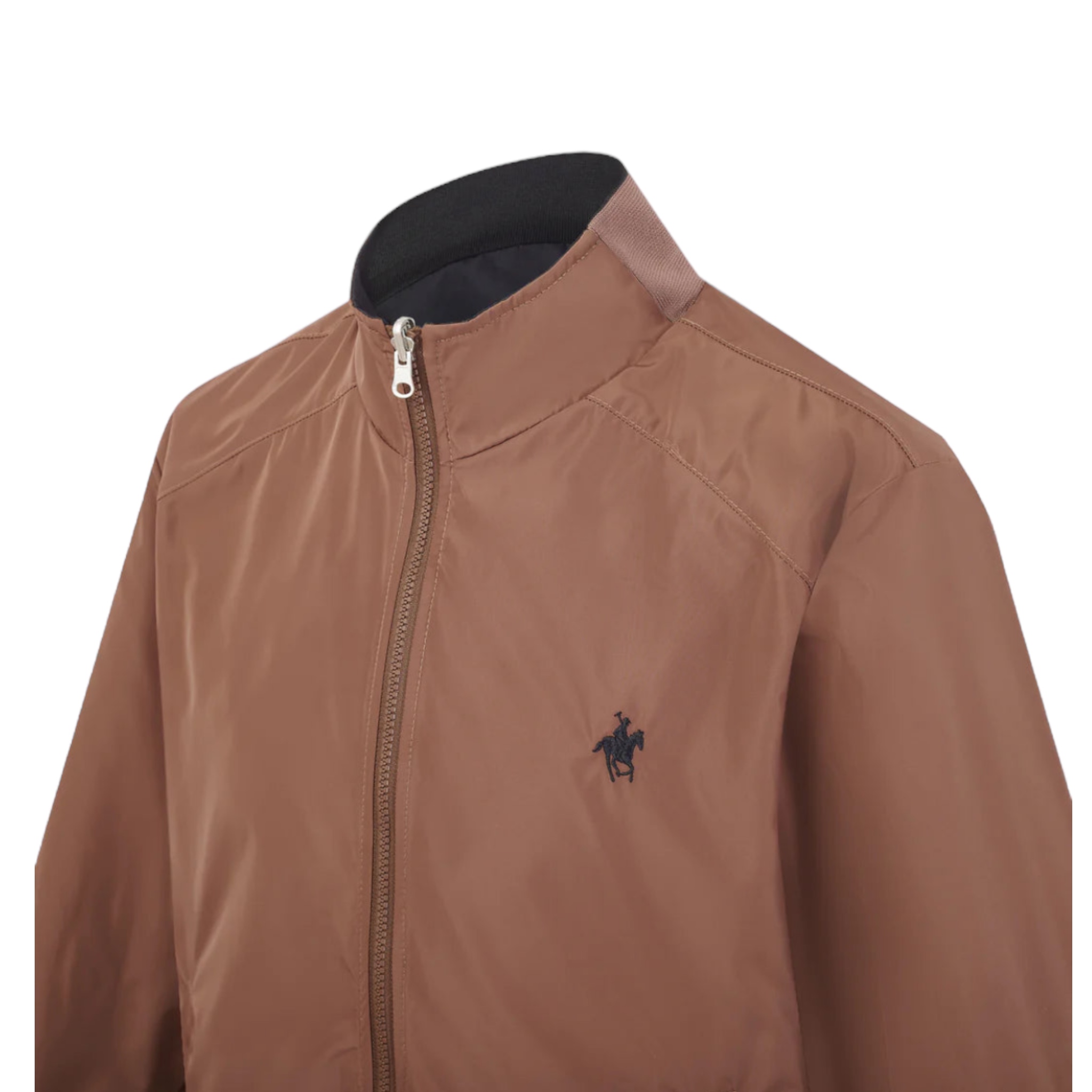 Chamarra Doble Vista Color Camello/Negro Polo Team.