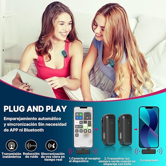 ULANZI J12 Micrófono inalámbrico de Solapa para iPhone iPad, 2-en-1 Plug-Play Mic con Estuche de Carga para el teléfono de grabación de vídeo Entrevista Youtubers Vloggers, 65ft Rango de transmisión