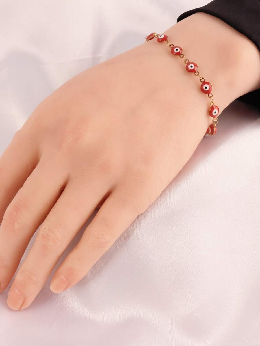 Pulsera de ojo turco rojo, para el mal de ojo, acero inoxidable