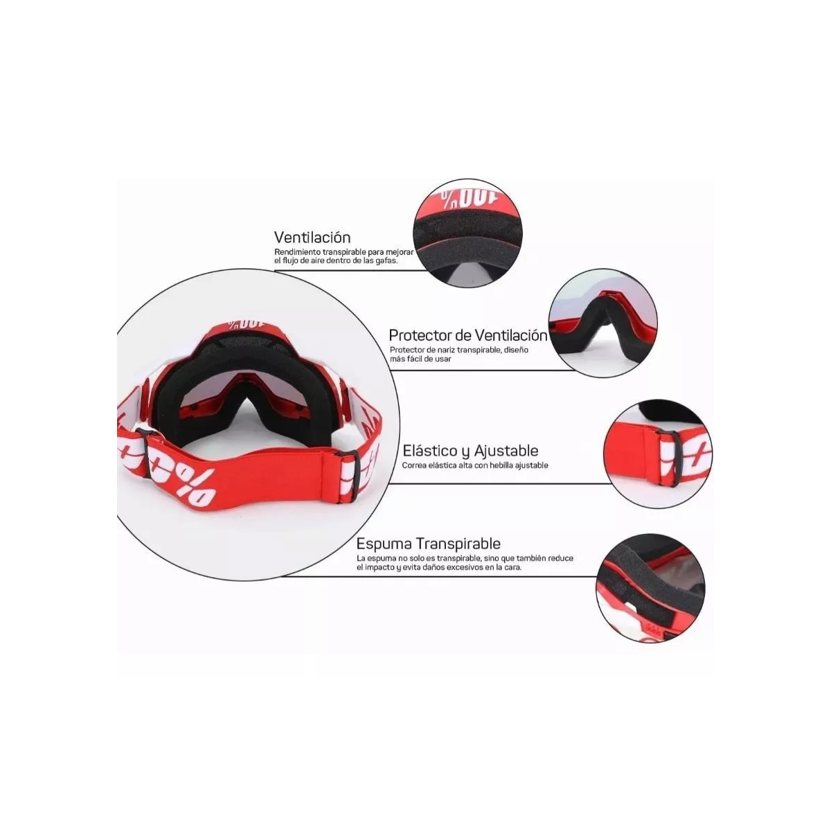 Gafas De Motocross Rzr Moto - Gafas De Motocicleta Rojo