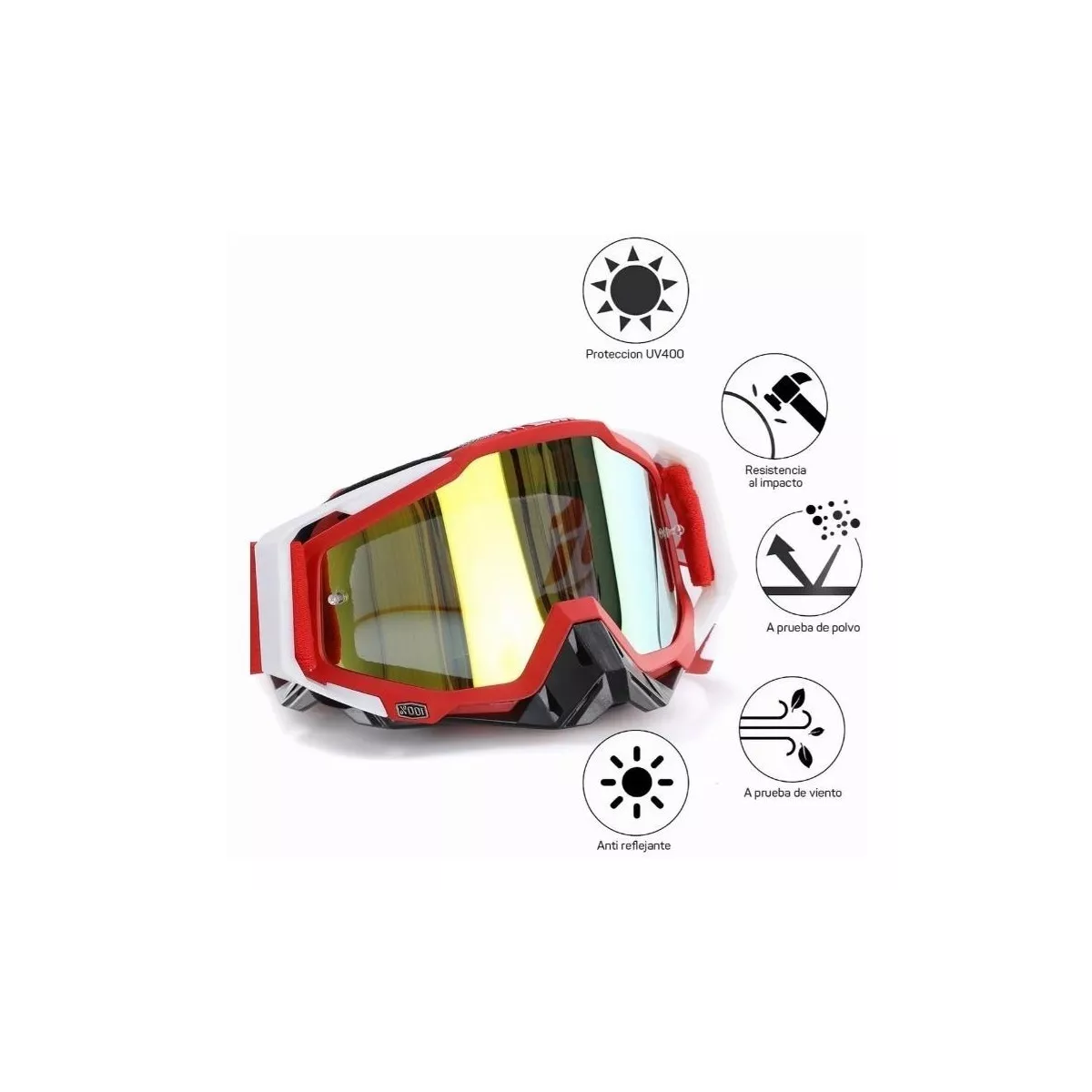 Gafas De Motocross Rzr Moto - Gafas De Motocicleta Rojo