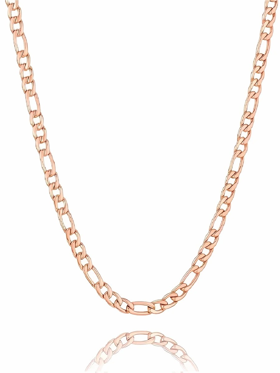Cadena figaro para mujer, de oro laminado rosa 14k