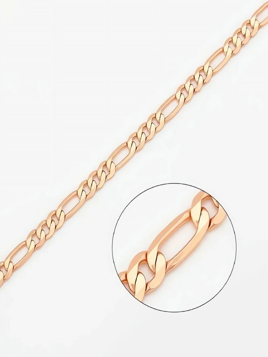 Pulsera, esclava para mujer figaro, color oro rosa laminado 14k