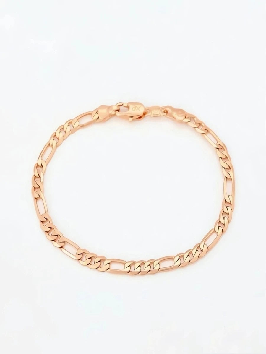 Pulsera, esclava para mujer figaro, color oro rosa laminado 14k