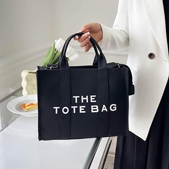 A Bolsas de lona para mujer, bolso de mano con cierre, Totes para Mujer, bolsa cruzada de lona para escuela, viajes, oficina.