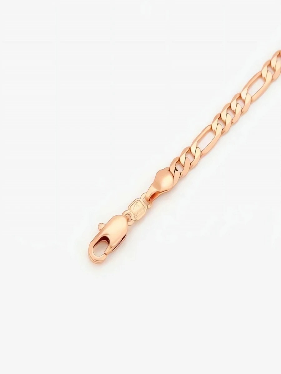 Pulsera, esclava para mujer figaro, color oro rosa laminado 14k