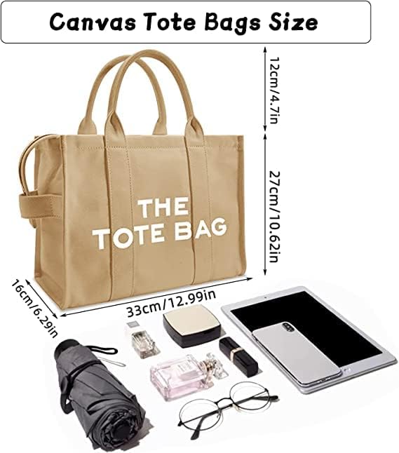 A Bolsas de lona para mujer, bolso de mano con cierre, Totes para Mujer, bolsa cruzada de lona para escuela, viajes, oficina