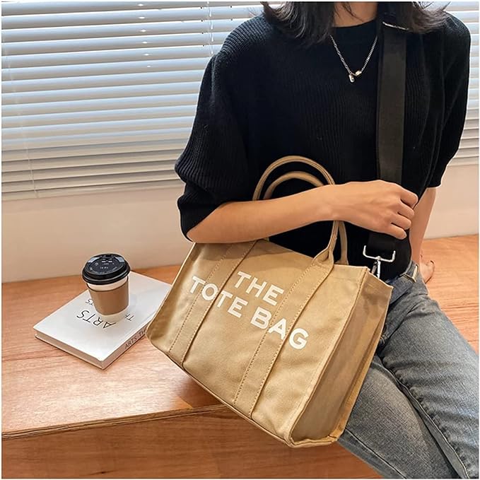 A Bolsas de lona para mujer, bolso de mano con cierre, Totes para Mujer, bolsa cruzada de lona para escuela, viajes, oficina