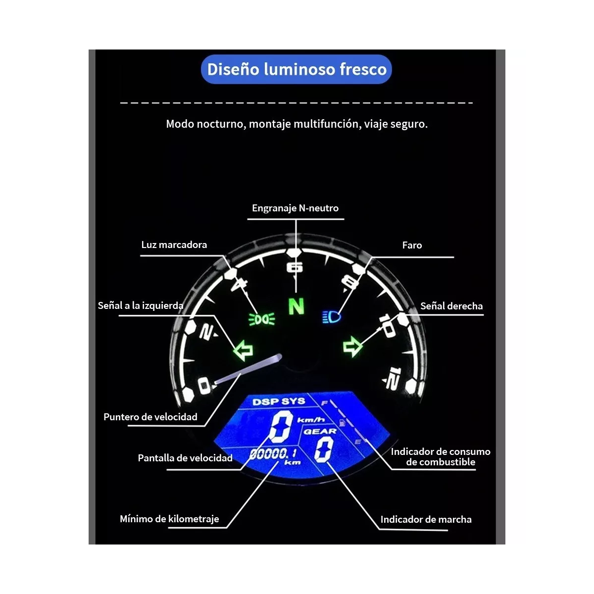 Odómetro Tacómetro Lcd De 12000rpm Para Motocicleta