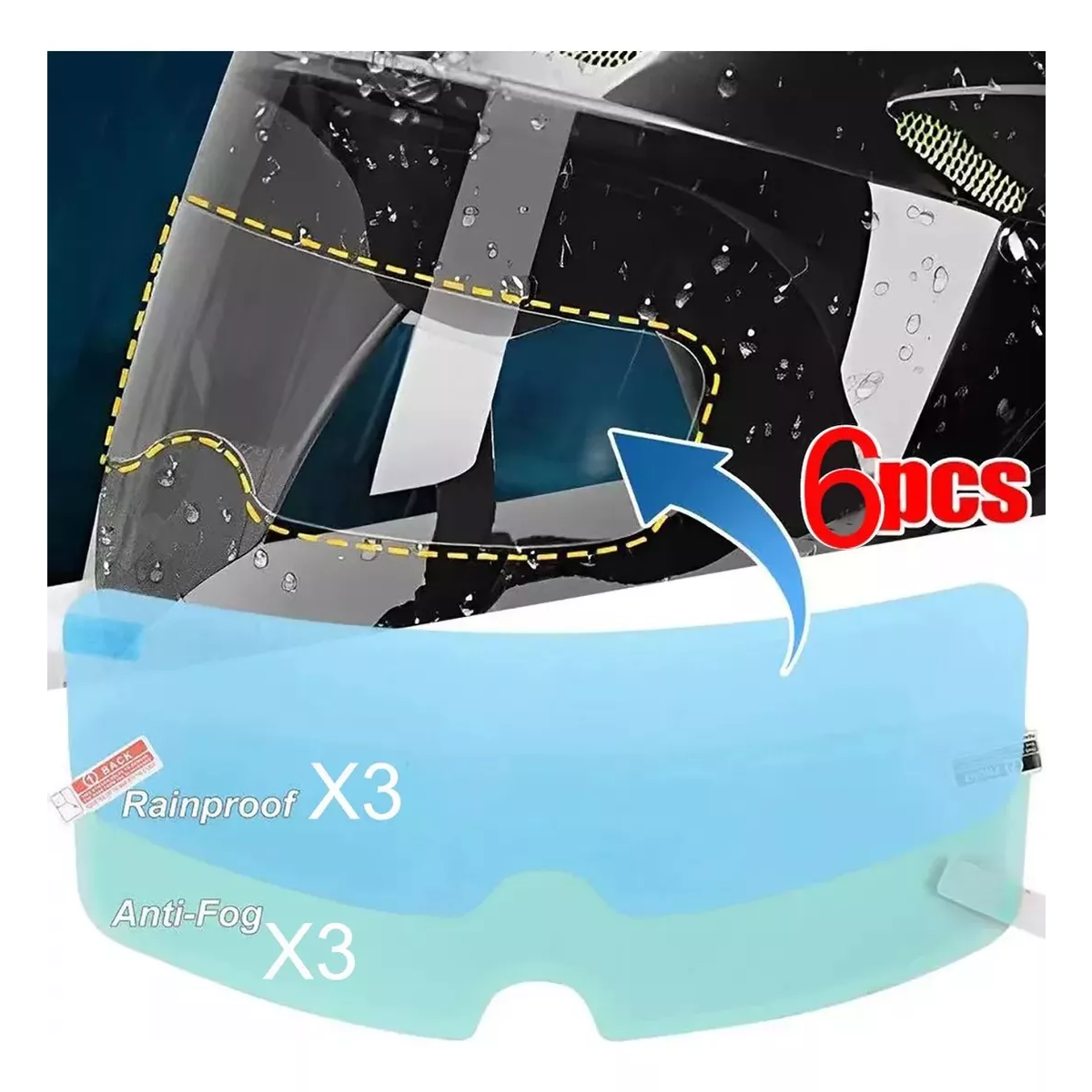  Mica Antiempañante Niebla Lluvia Moto Visor Casco