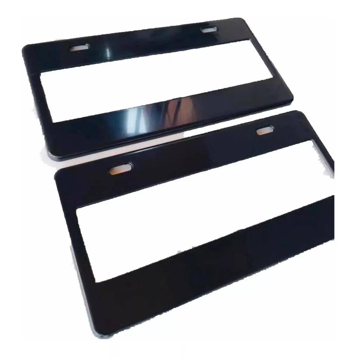 Juego De Porta Placas Tipo Europeo Negro Liso Universal