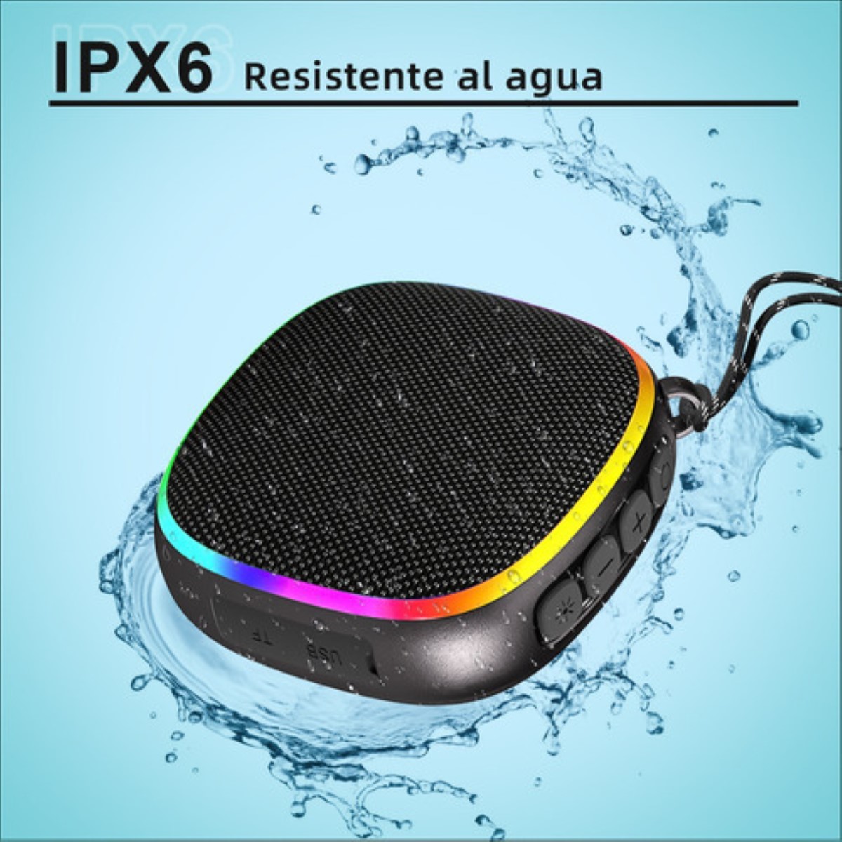 Bocina Bluetooth Portátil Impermeable Para Deportes Negra