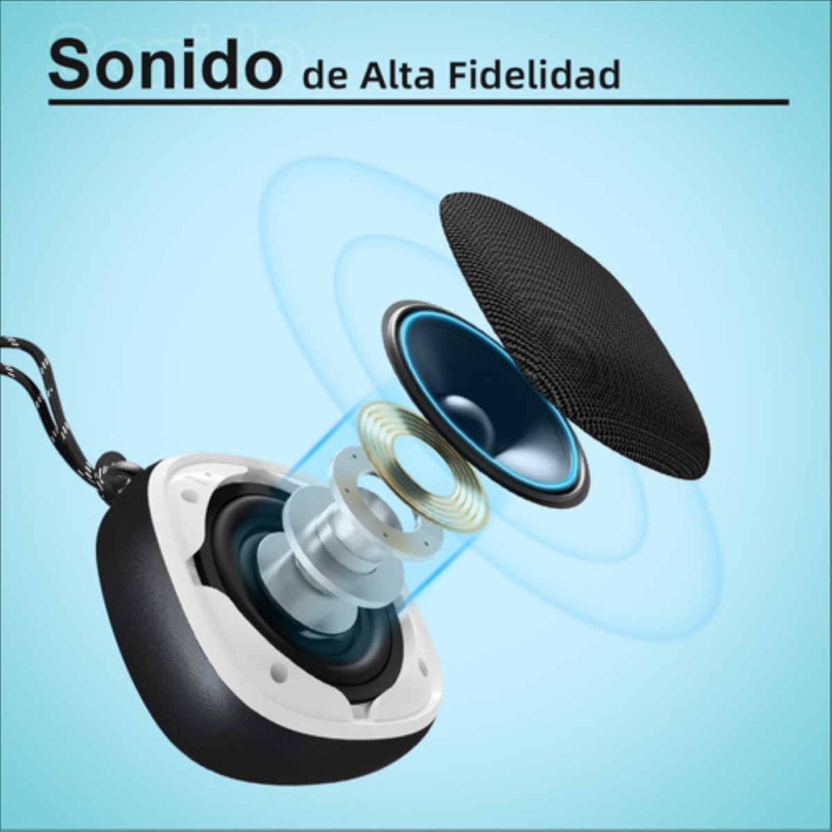 Bocina Bluetooth Portátil Impermeable Para Deportes Negra