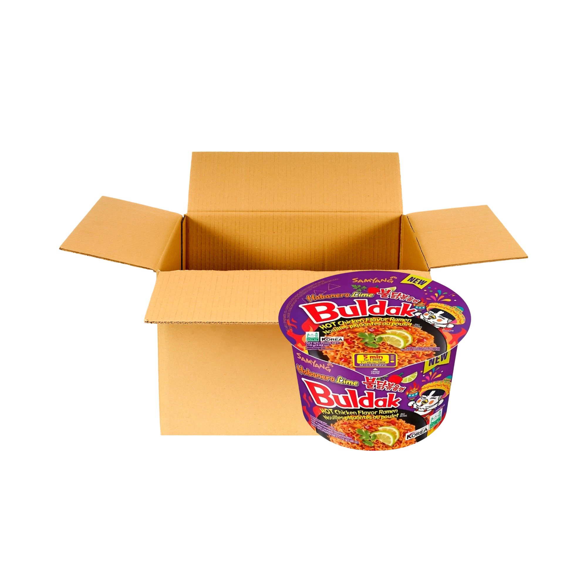 Sopa Instantánea Ramen Coreana Buldak Big Bowl Sabor Habanero de 16 Piezas