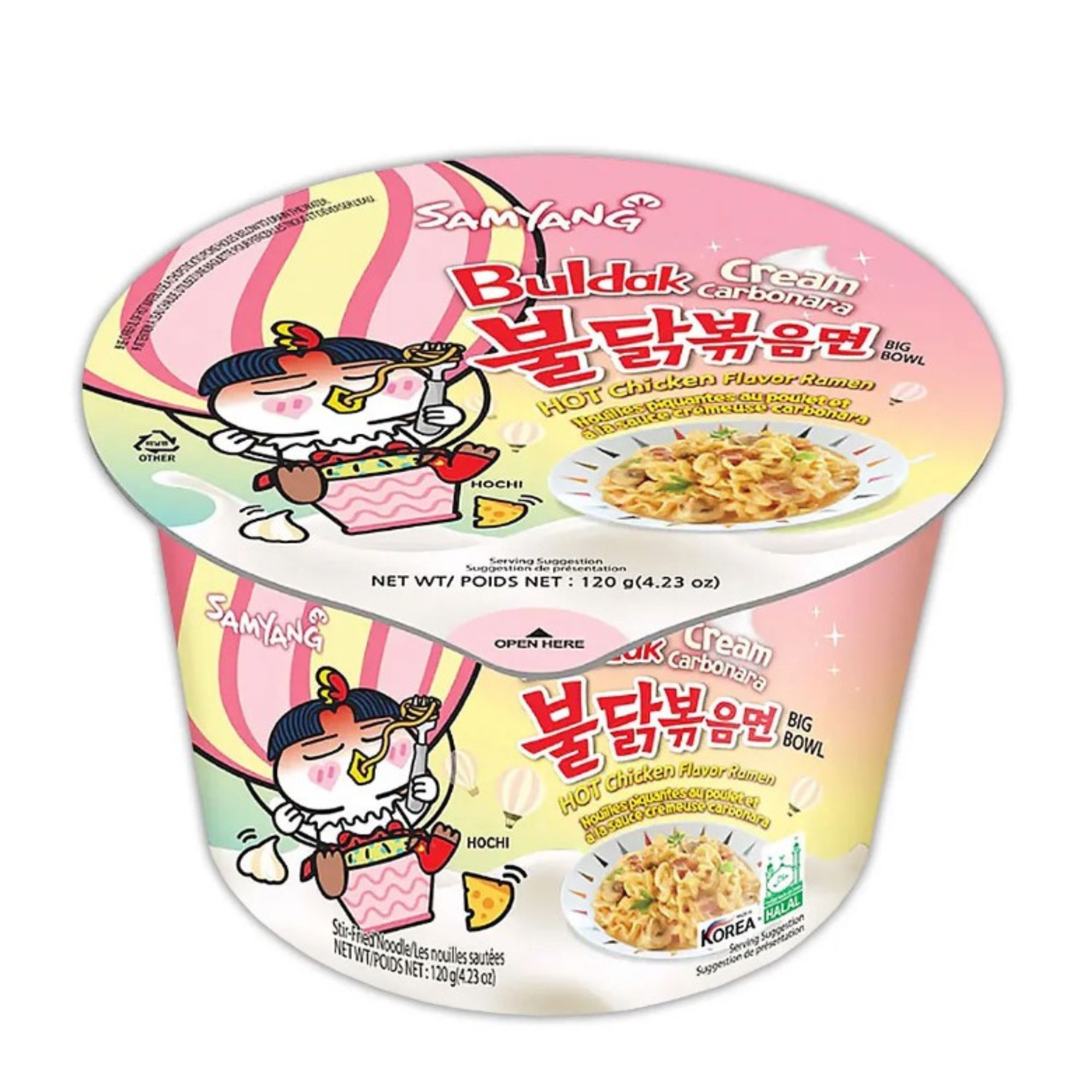 Sopa Instantánea Ramen Coreana Buldak Big Bowl Sabor Cremosa de 16 Piezas