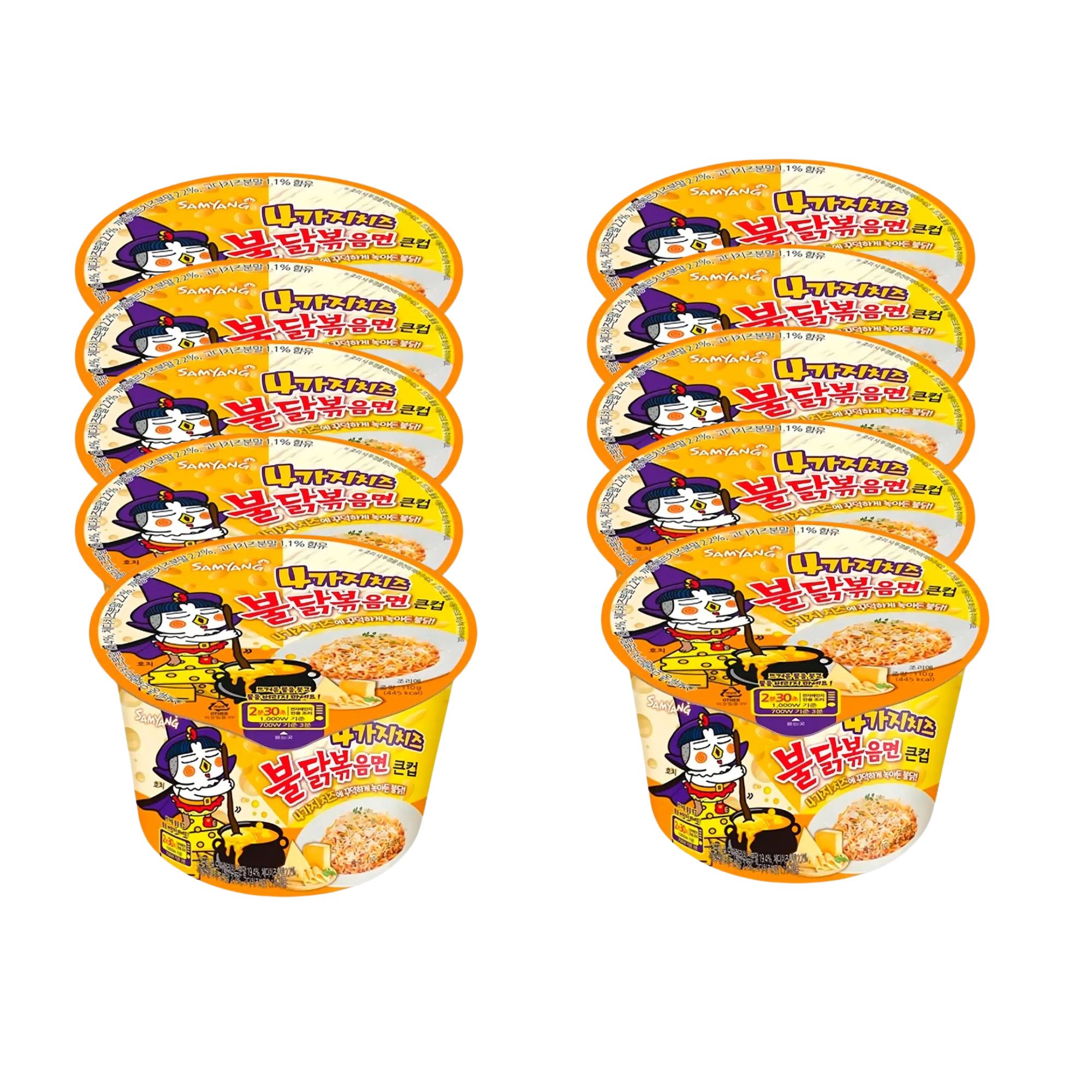 Sopa Instantánea Ramen Coreana Buldak Big Bowl Sabor 4 Quesos de 10 Piezas