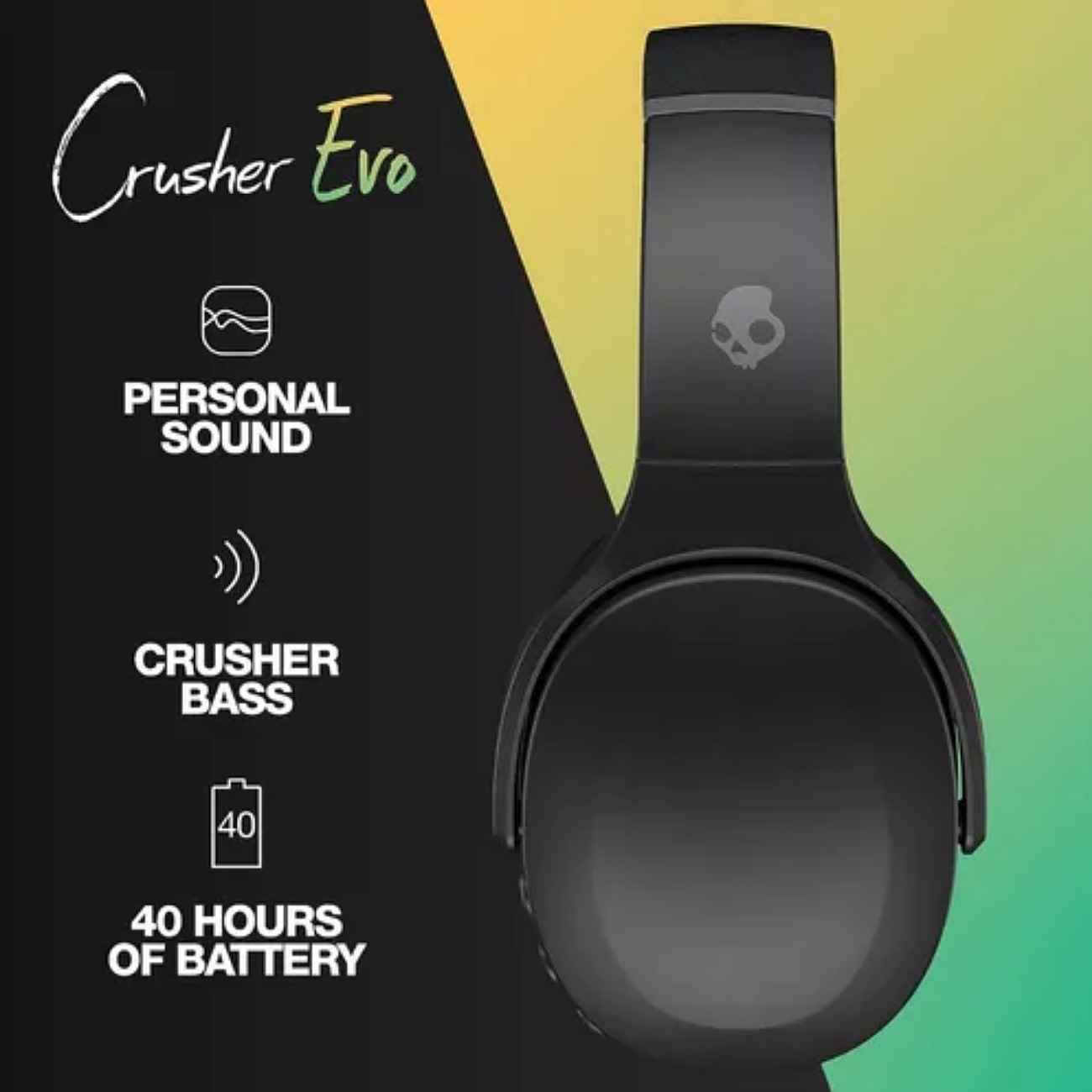 Audífonos Inalámbricos Over-ear Crusher Evo Skullcandy Negro