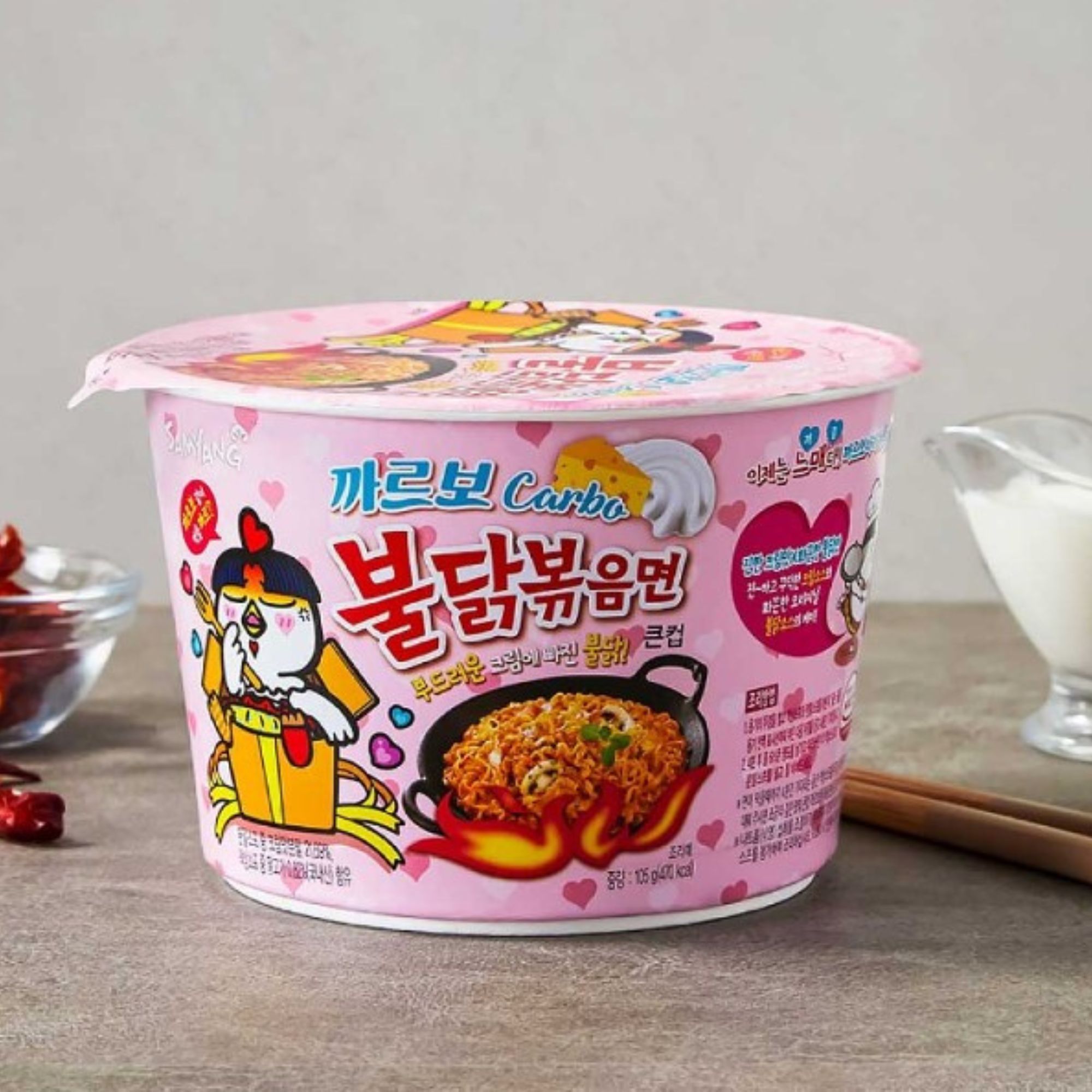 Sopa Instantánea Ramen Coreana Buldak Big Bowl Sabor Carbonara de 5 Piezas