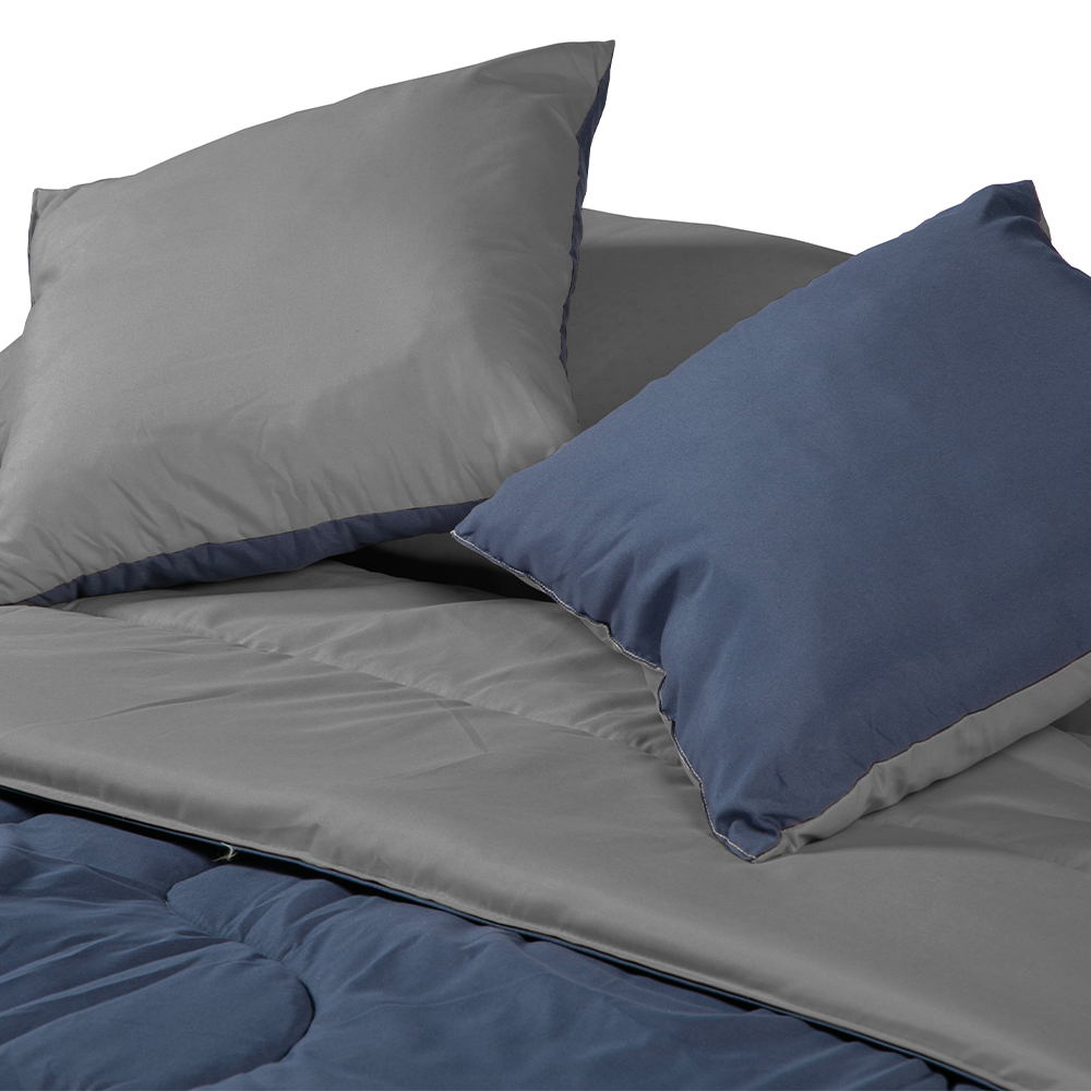 Set de edredón Individual Dicasa Couzy dos vistas Azul y Gris Perla