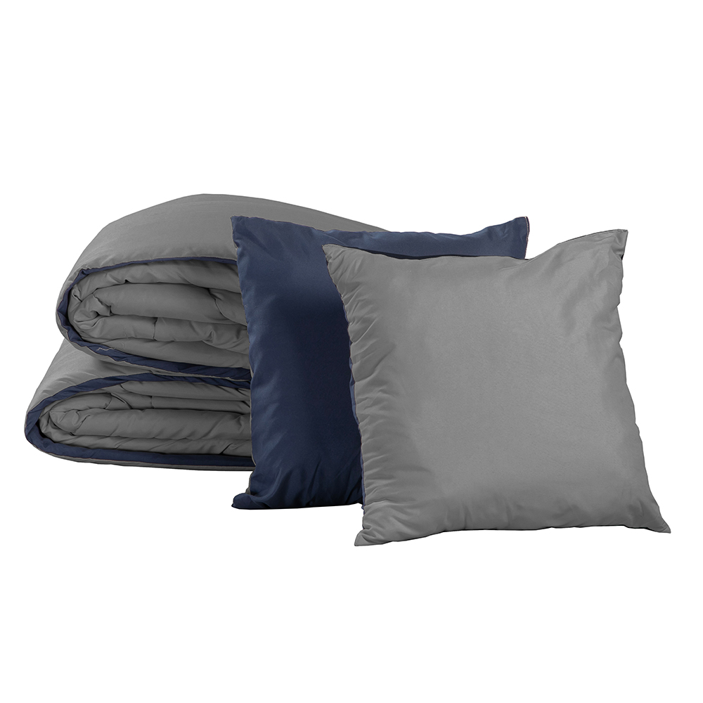 Set de edredón Individual Dicasa Couzy dos vistas Azul y Gris Perla