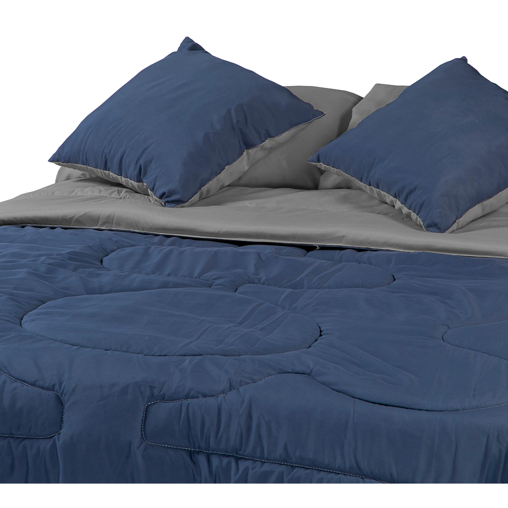 Set de edredón Individual Dicasa Couzy dos vistas Azul y Gris Perla