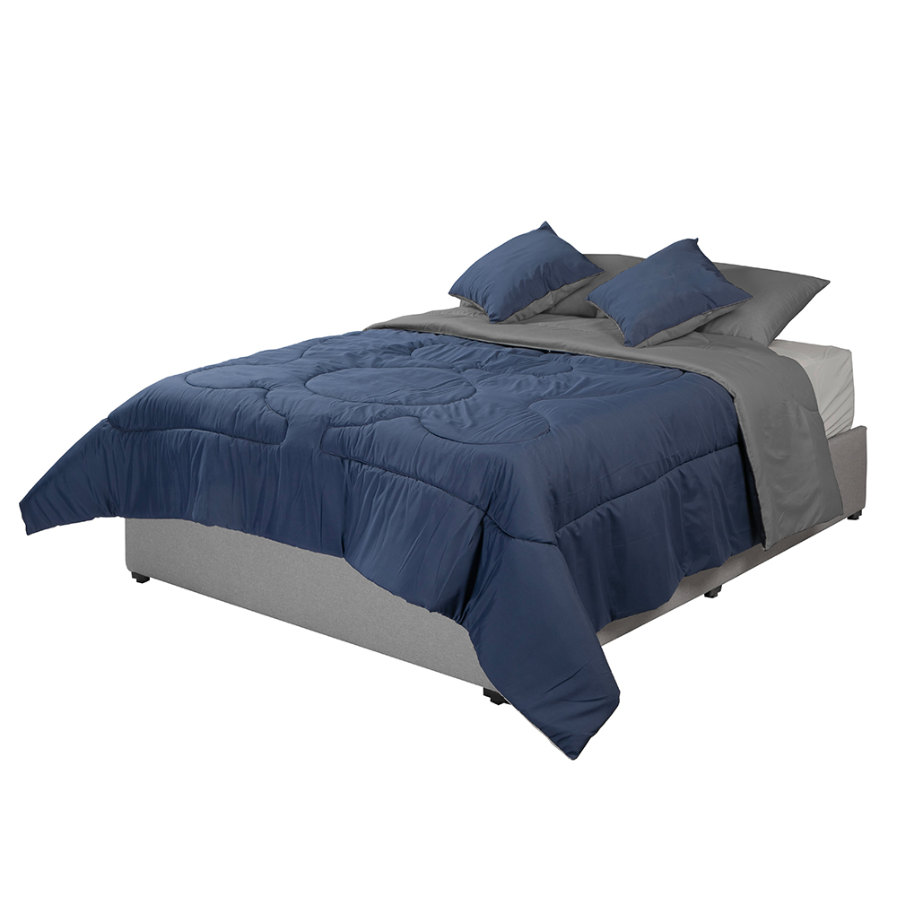 Set de edredón Individual Dicasa Couzy dos vistas Azul y Gris Perla