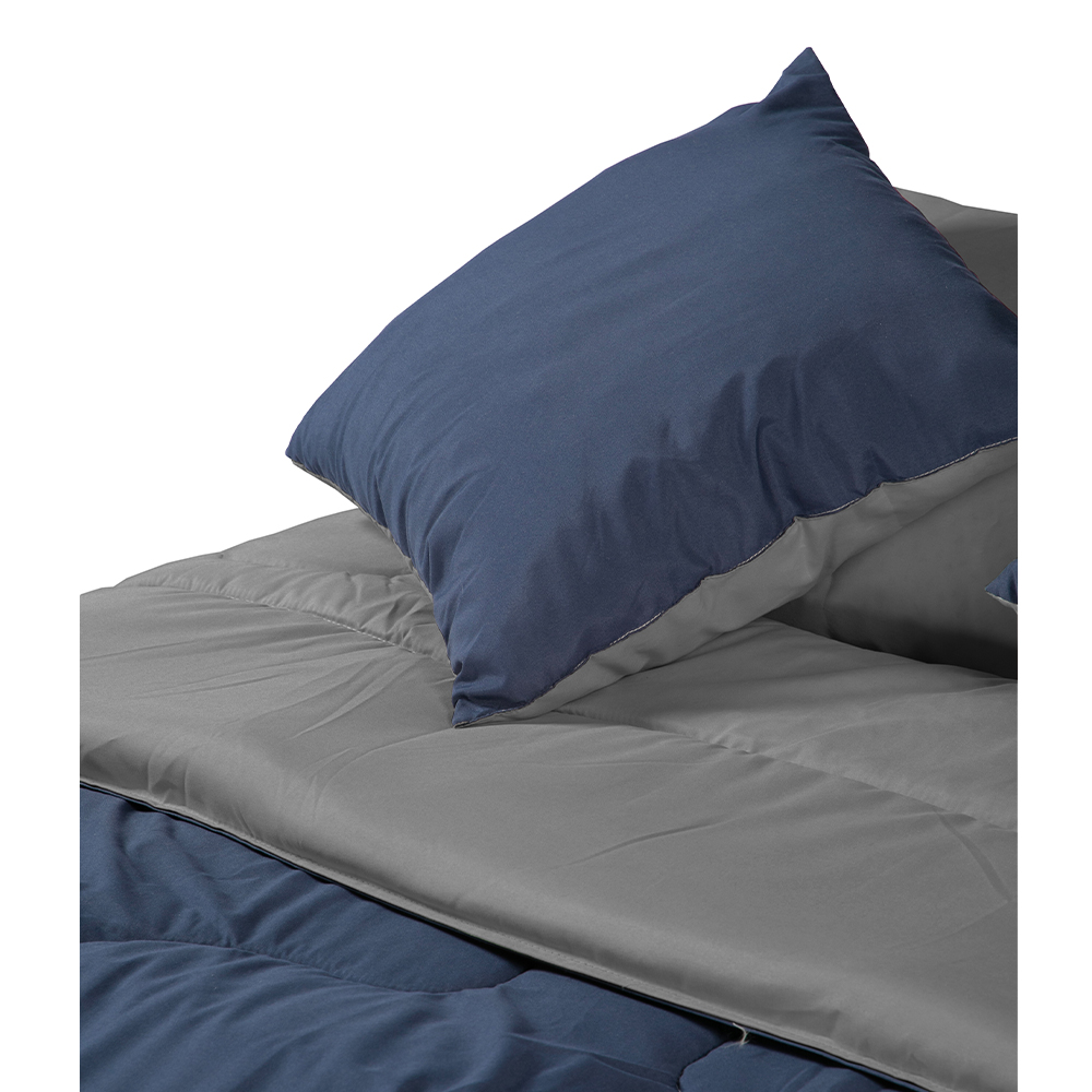 Set de edredón Individual Dicasa Couzy dos vistas Azul y Gris Perla